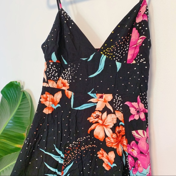 Black and pink floral and polka dot maxi dress - Picture 2 of 4